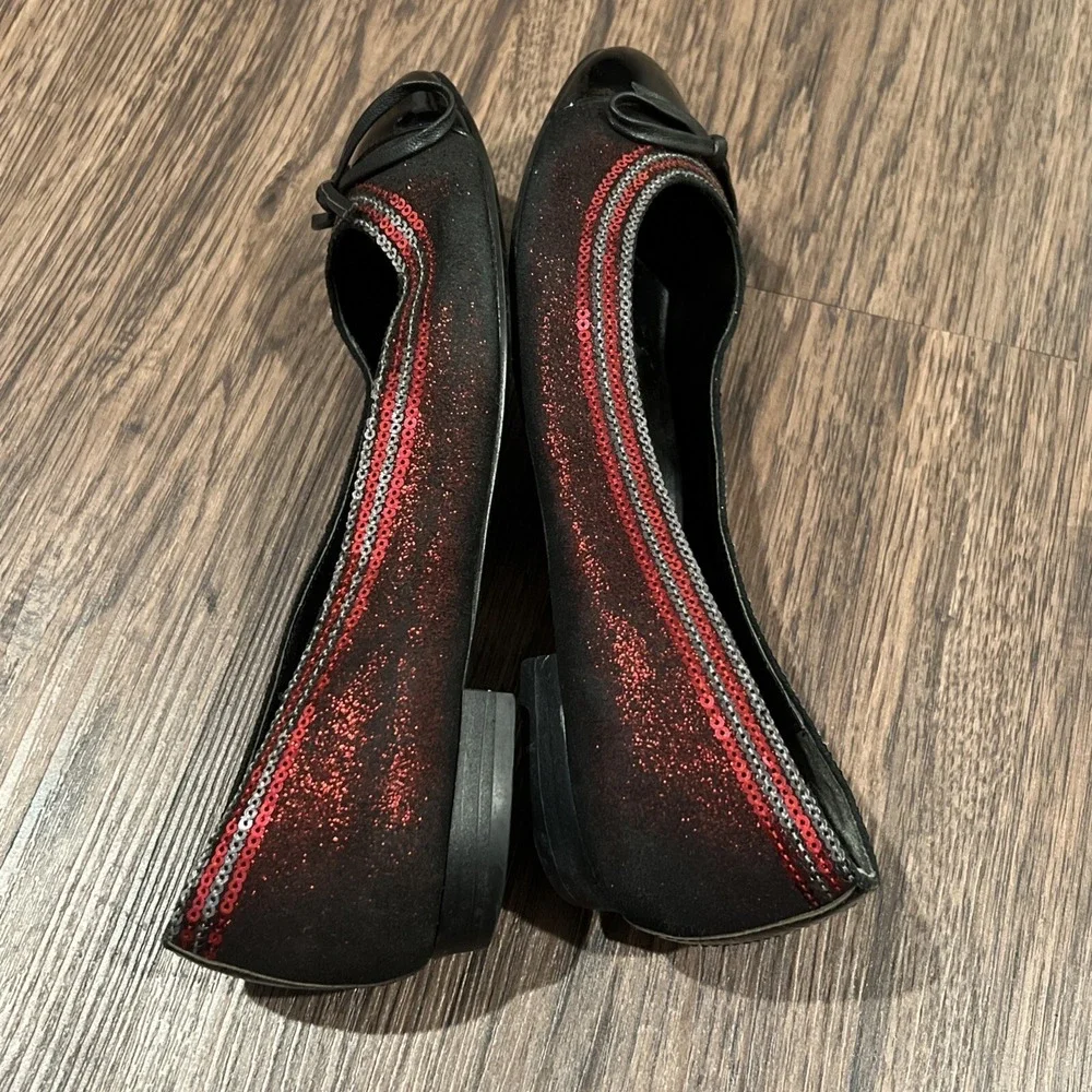 Chanel ballet flats Shoes Suede Color Ruby Glitter Patent size 36 Italy G5091